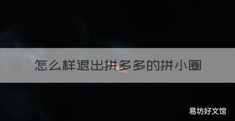 怎么样退出拼多多的拼小圈，怎么关闭拼多多拼小圈功能