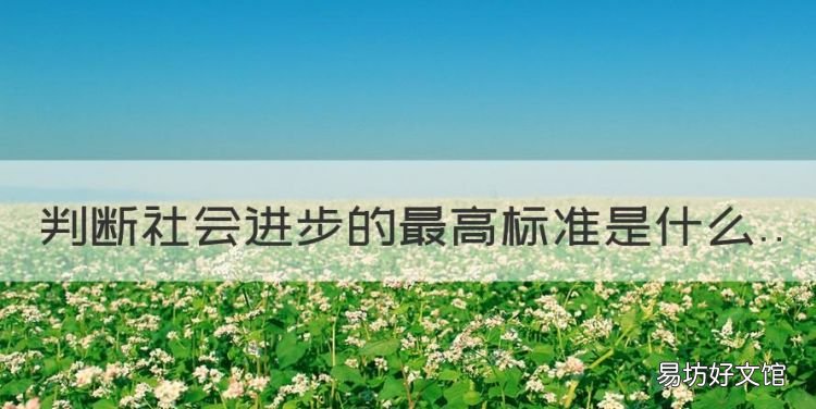 评判社会进步的标准是什么,判断社会进步的最高标准是什么