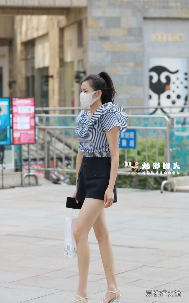 搭配显瘦高腰短裤夏上衣