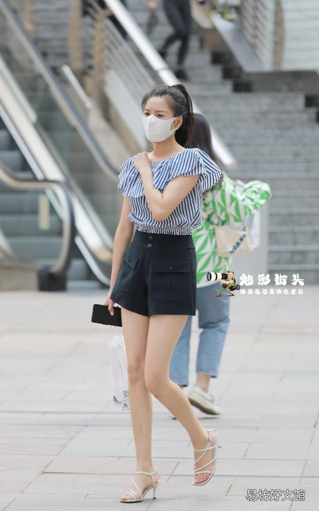 搭配显瘦高腰短裤夏上衣