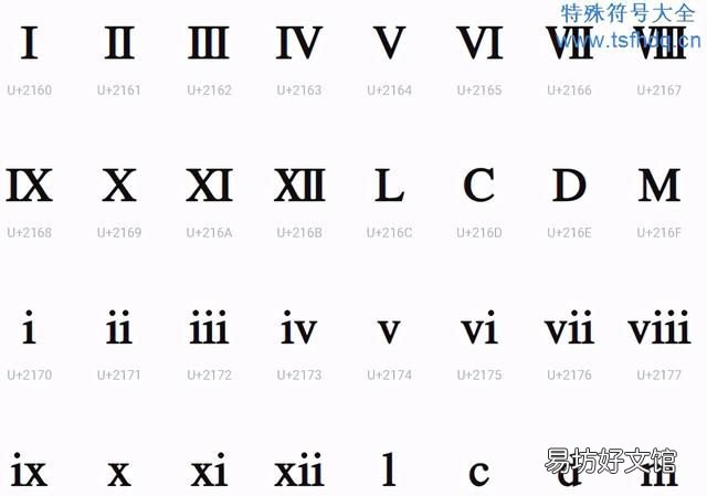 一二三四五六七八大九十罗马数字
