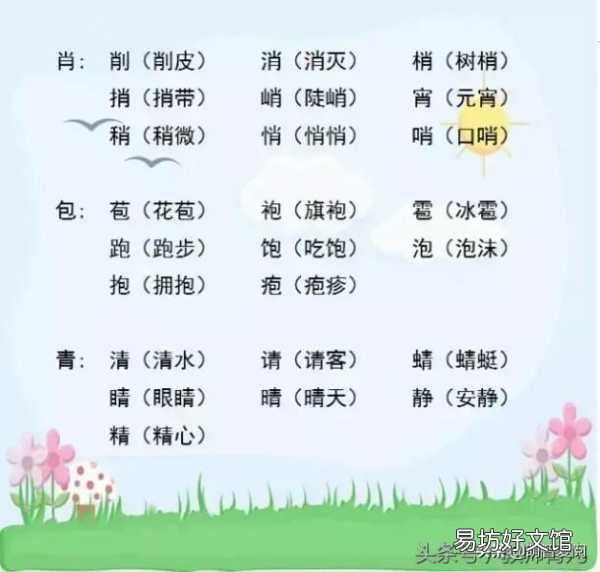 310个常见形声字组词 小学一年级形声字大全对照表