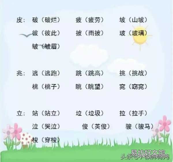 310个常见形声字组词 小学一年级形声字大全对照表