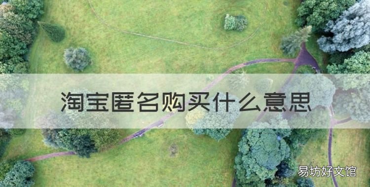 淘宝匿名购买什么意思