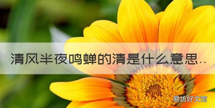 清响什么意思,清风半夜鸣蝉的清是什么意思