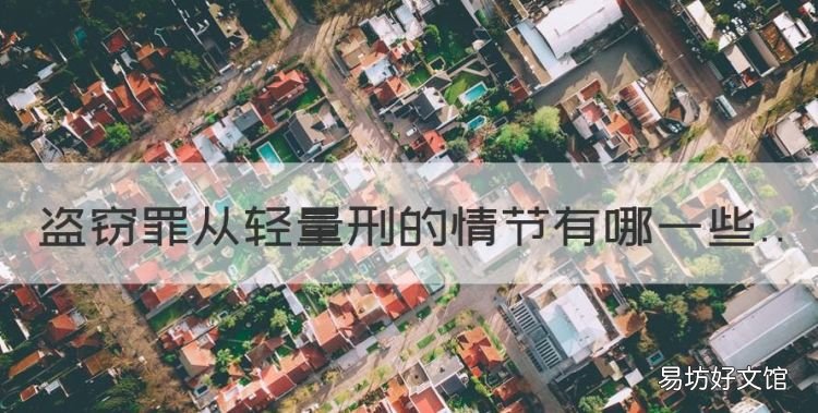 盗窃罪从轻量刑的情节有哪些
