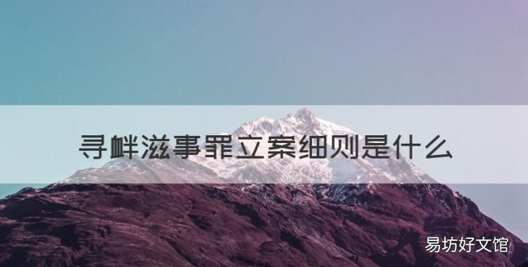 寻衅滋事罪立案细则是什么,寻衅滋事罪立案标准是什么及如何认定