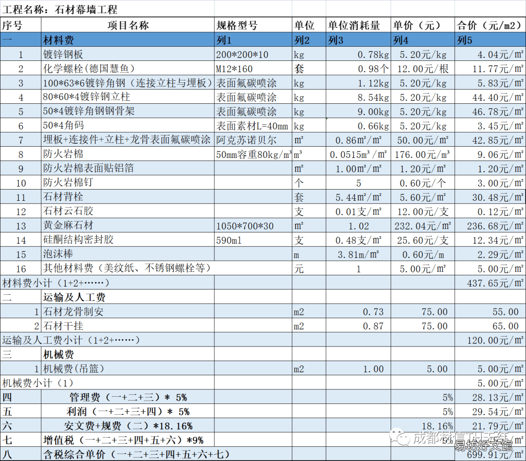 2022幕墻報價單明細 玻璃幕墻報價單價表