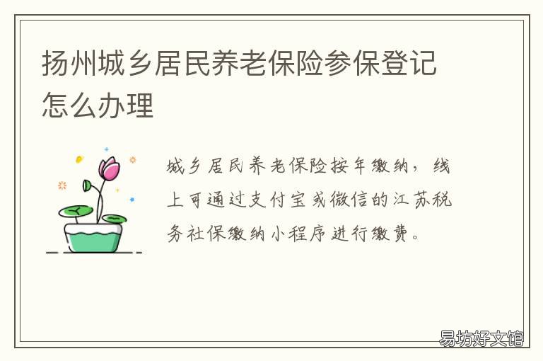 扬州城乡居民养老保险参保登记怎么办理 扬州城镇居民养老保险