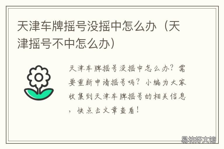 天津车牌摇号没摇中怎么办 天津怎么看摇号中没中