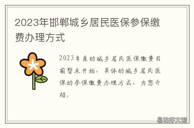 2023年邯郸城乡居民医保参保缴费办理方式 邯郸城镇居民医保缴