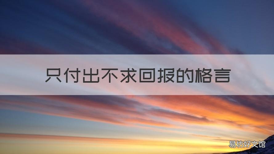 只付出不求回報的格言 只付出不求回報的格言名句