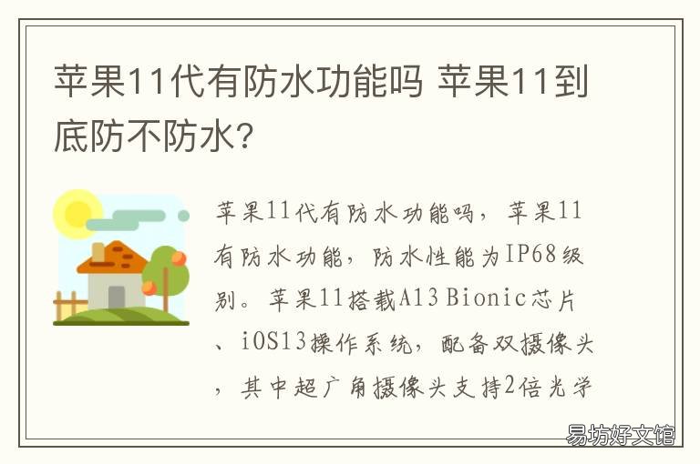 苹果11代有防水功能吗 苹果11代有防水功能吗知乎