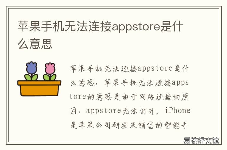 苹果手机无法连接appstore是什么意思