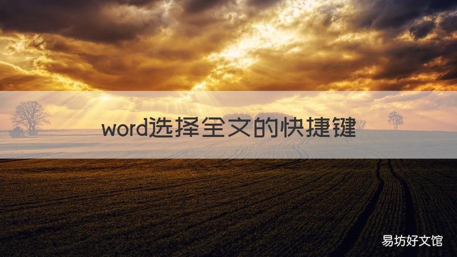 word选择全文的快捷键 word选择全文的快捷键是什么
