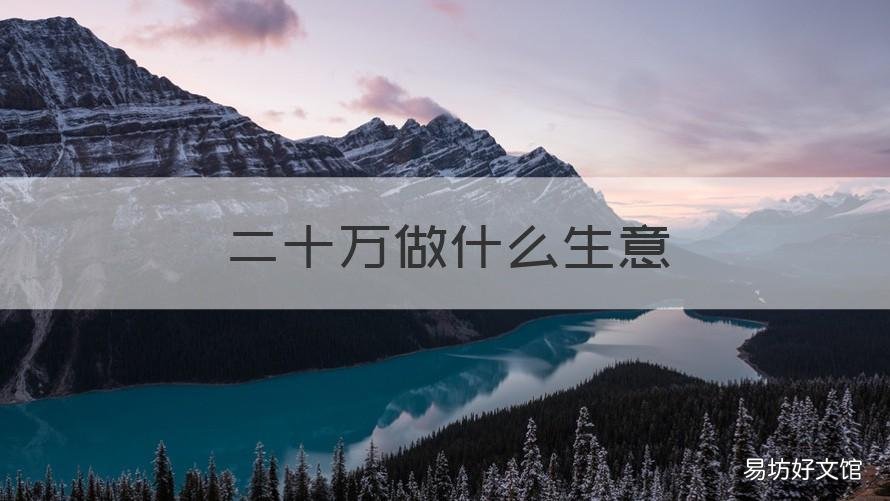 二十万做什么生意 二十万做什么生意回本快