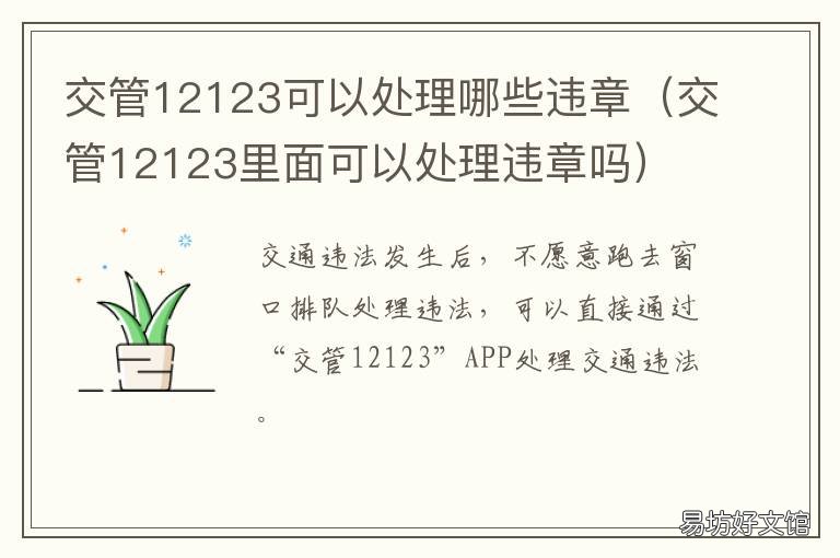 交管12123可以处理哪些违章 交通违法交管12123可以直接处理吗