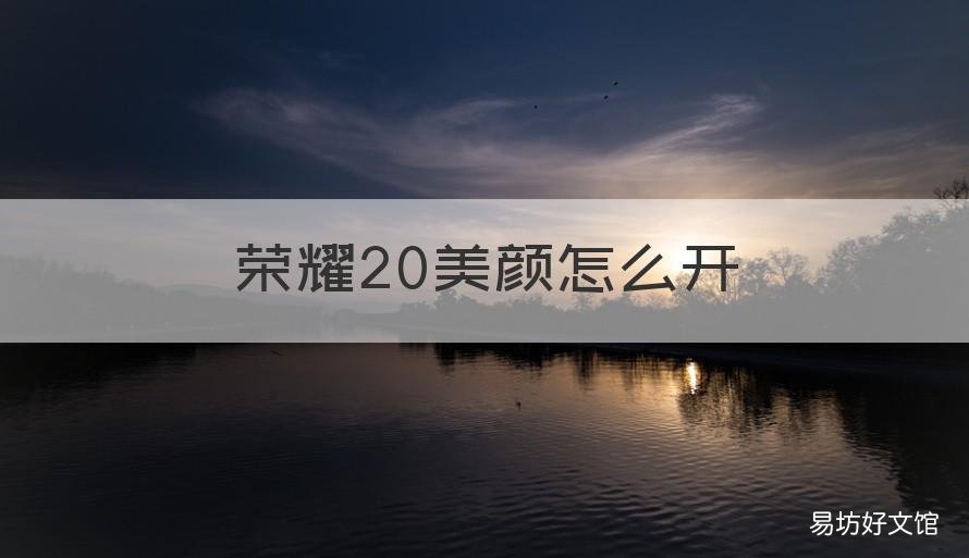 荣耀20美颜怎么开 荣耀20pro怎么开美颜