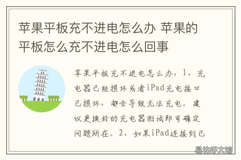 苹果平板充不进电怎么办 苹果平板充不进电怎么办?