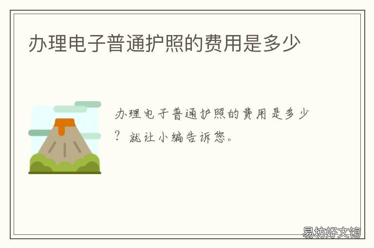 办理电子普通护照的费用是多少