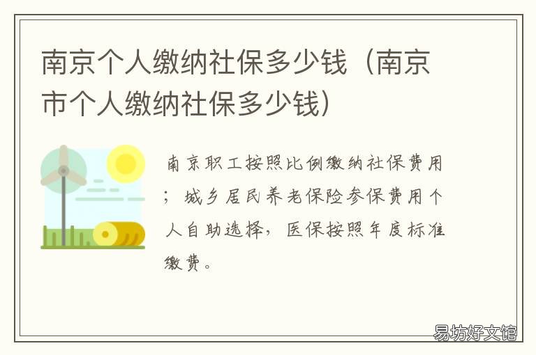 南京个人缴纳社保多少钱 南京市个人缴纳社保多少钱