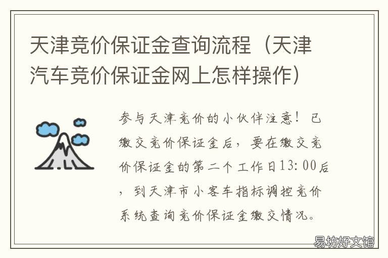 天津竞价保证金查询流程 天津竞价牌照保证金流程