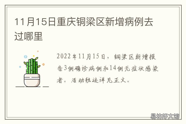 11月15日重庆铜梁区新增病例去过哪里 铜陵新增病例