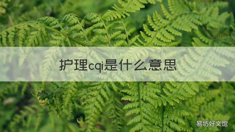 护理cqi是什么意思 护理CQI