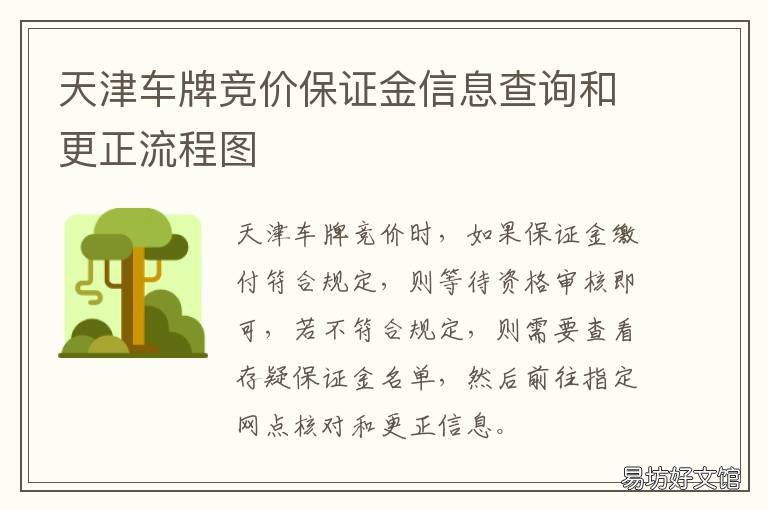 天津车牌竞价保证金信息查询和更正流程图 天津汽车号牌竞价