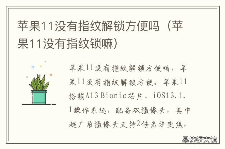 苹果11没有指纹解锁方便吗 苹果11有指纹解锁不