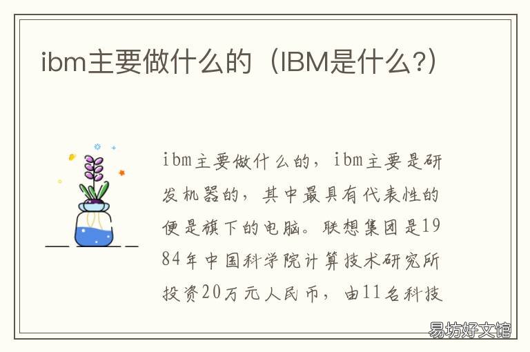 ibm主要做什么的 ibm干什么的