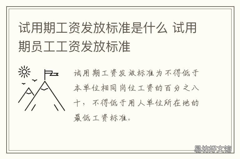 试用期工资发放标准是什么 试用期工资发多少