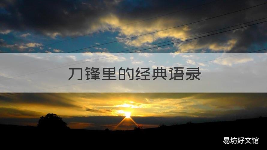刀锋里的经典语录 刀锋 经典语录