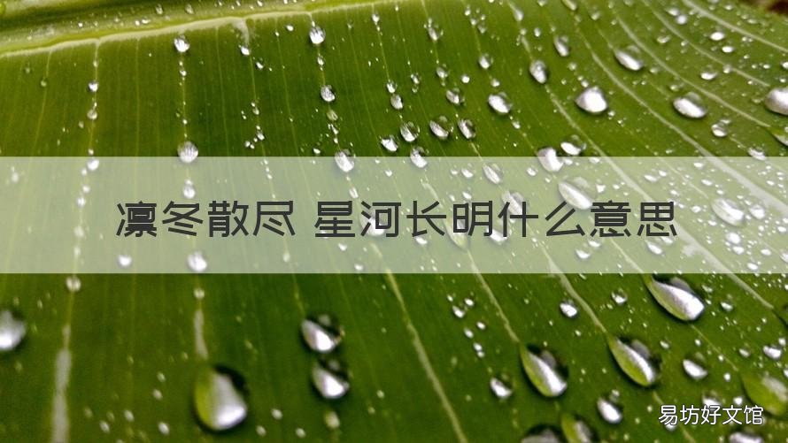 凛冬散尽 星河长明什么意思 凛冬散尽 星河长明什么意思?