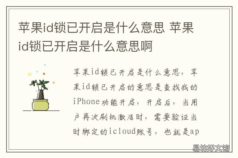 苹果id锁已开启是什么意思 iphoneid锁开启是什么意思