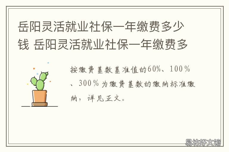 岳阳灵活就业社保一年缴费多少钱 岳阳灵活就业养老保险缴费基数
