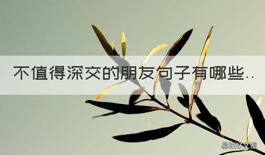 不值得深交的朋友句子有哪些 不值得深交的朋友的经典句子