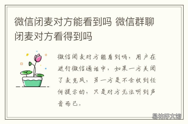 微信闭麦对方能看到吗 微信怎么看对方闭麦没