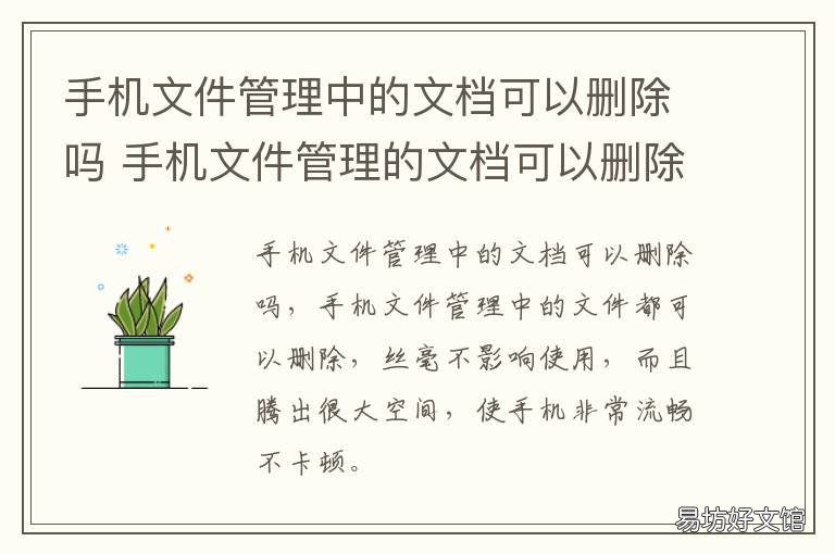 手机文件管理中的文档可以删除吗 手机文件里文档可以删除吗