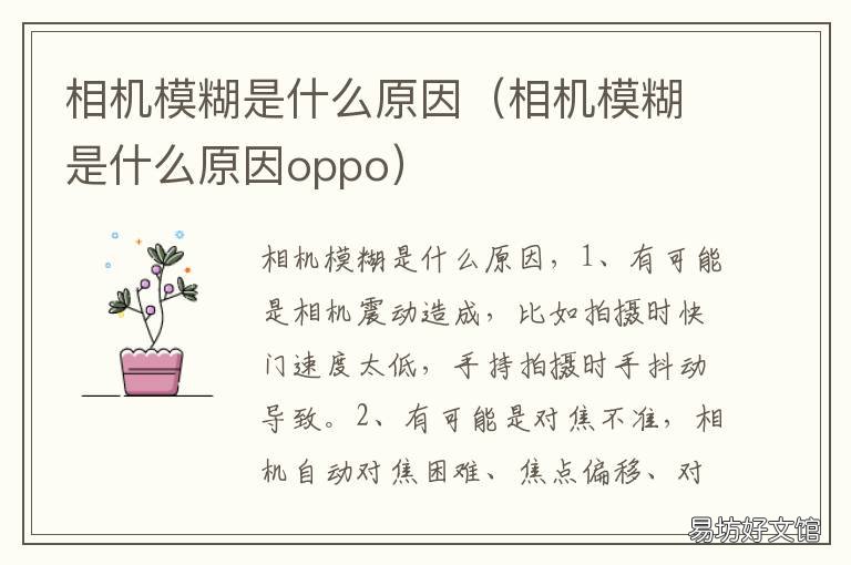 相机模糊是什么原因 相机变得模糊是什么原因