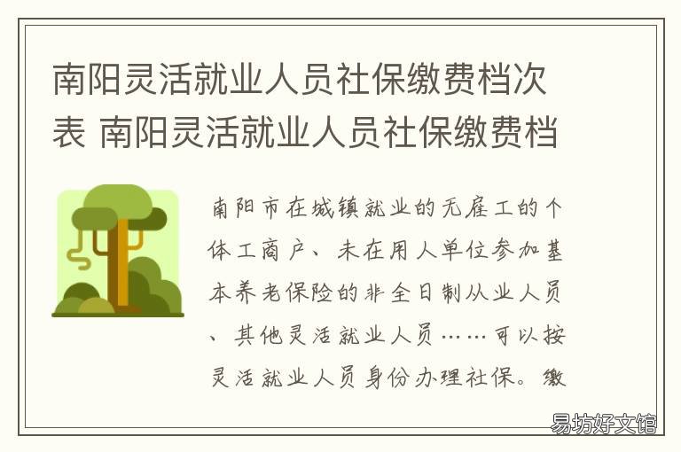 南阳灵活就业人员社保缴费档次表 南阳灵活就业人员社保缴费档次怎么填