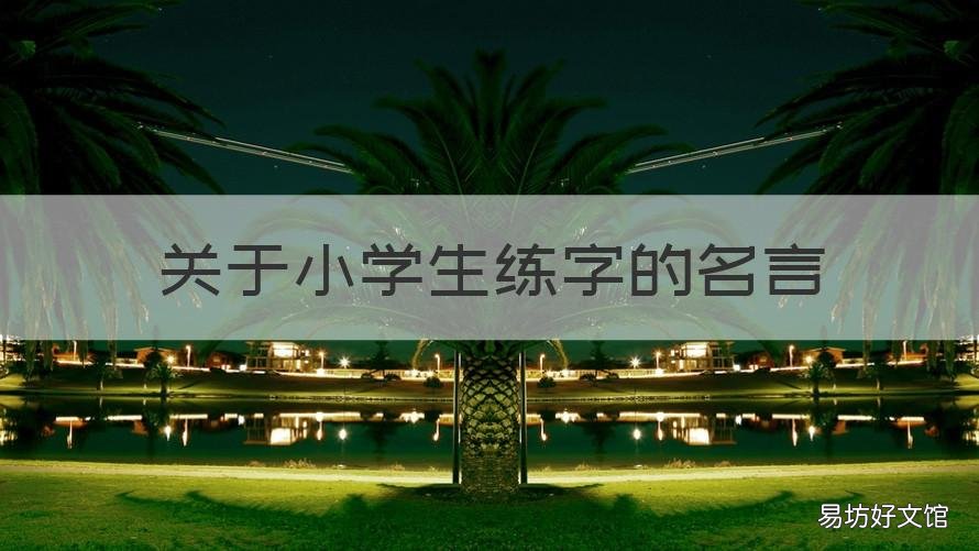 关于小学生练字的名言 关于练字的名言有哪些