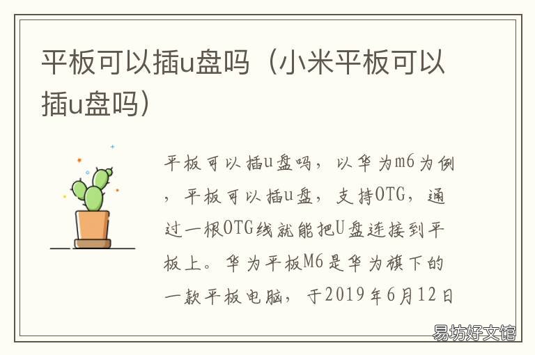 平板可以插u盘吗 小米平板可以插u盘吗