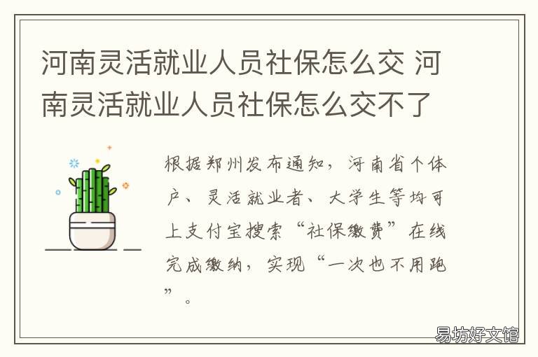 河南灵活就业人员社保怎么交 河南省关于灵活就业人员参加社会保险的