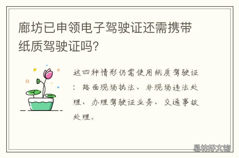 廊坊已申领电子驾驶证还需携带纸质驾驶证吗? 廊坊已申领电子驾驶证还需携带什么