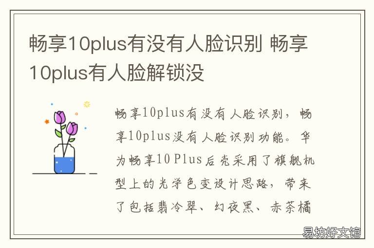 畅享10plus有没有人脸识别 畅享10plus有没有人脸识别功能