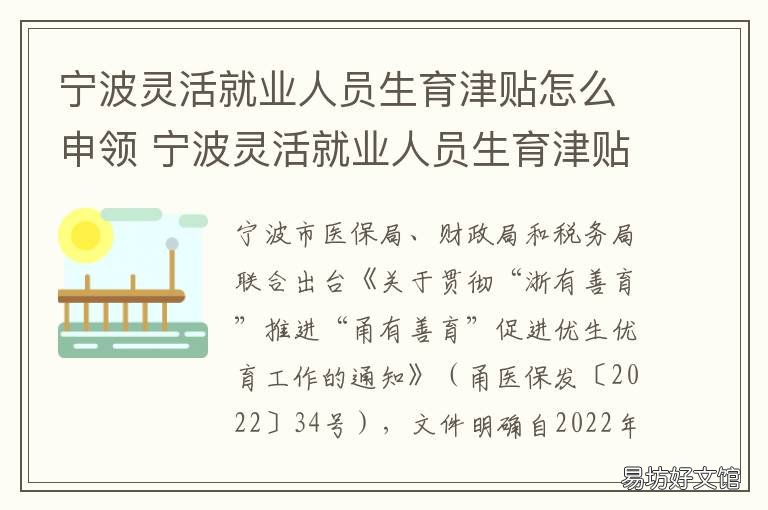 宁波灵活就业人员生育津贴怎么申领 宁波 生育津贴