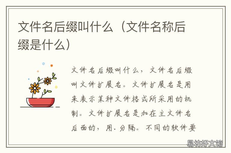 文件名后缀叫什么 文件名后缀有什么