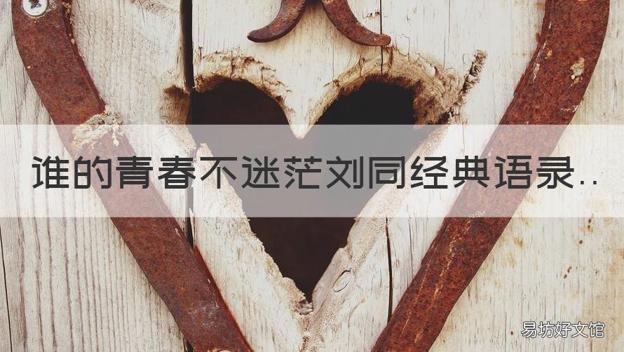 谁的青春不迷茫刘同经典语录 刘同《谁的青春不迷茫》