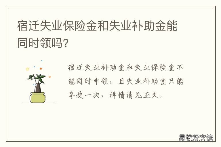 宿迁失业保险金和失业补助金能同时领吗? 宿迁失业补助金多少